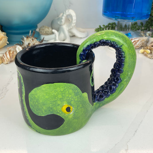 Green Octopus with Navy Suckers Mug