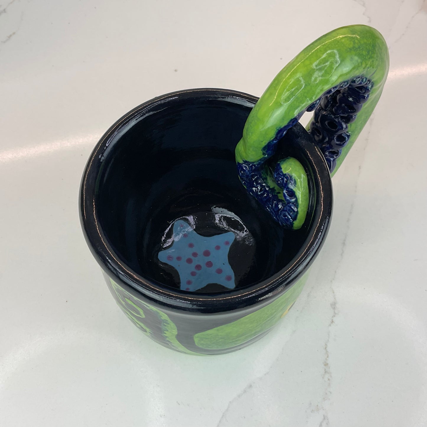 Green Octopus with Navy Suckers Mug