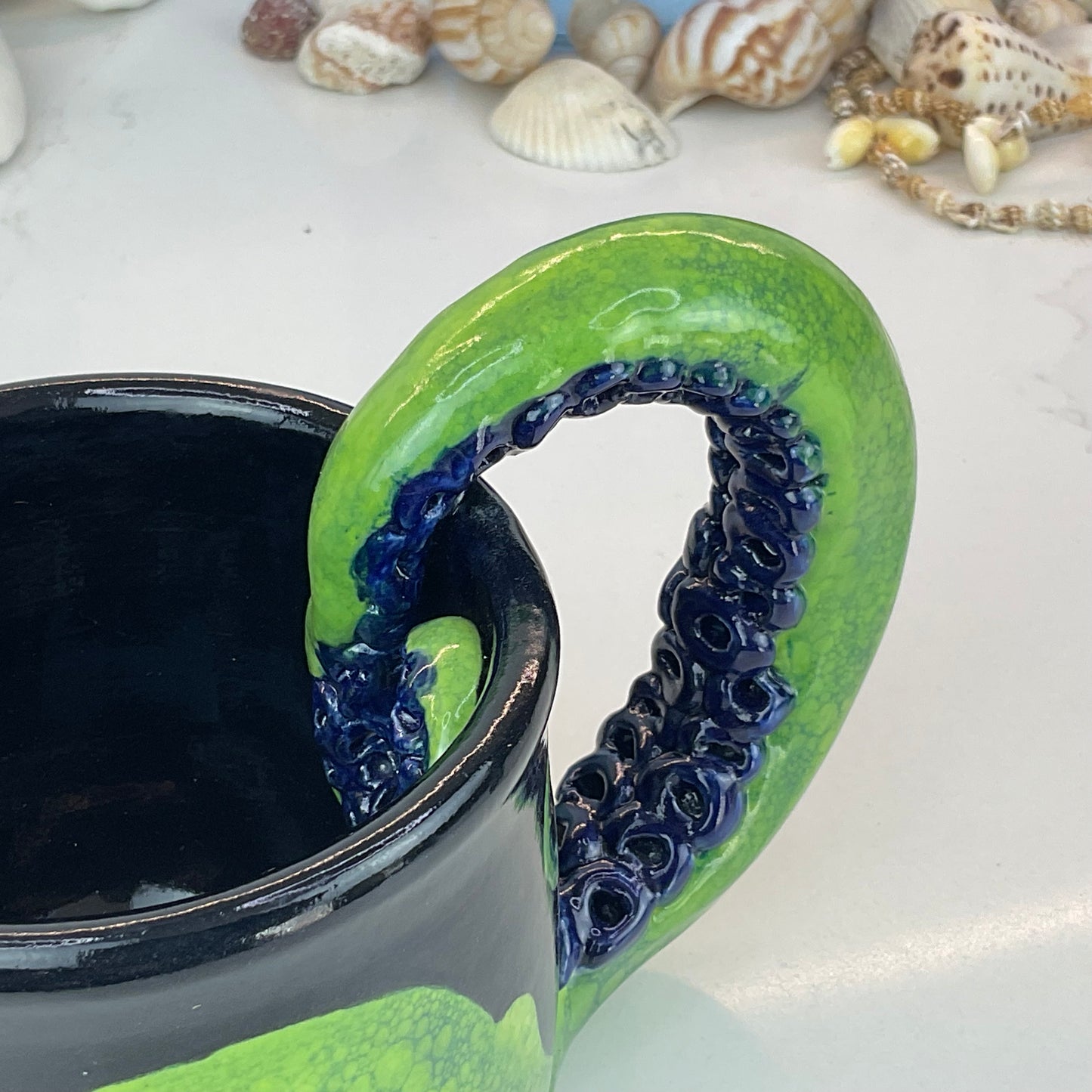 Green Octopus with Navy Suckers Mug