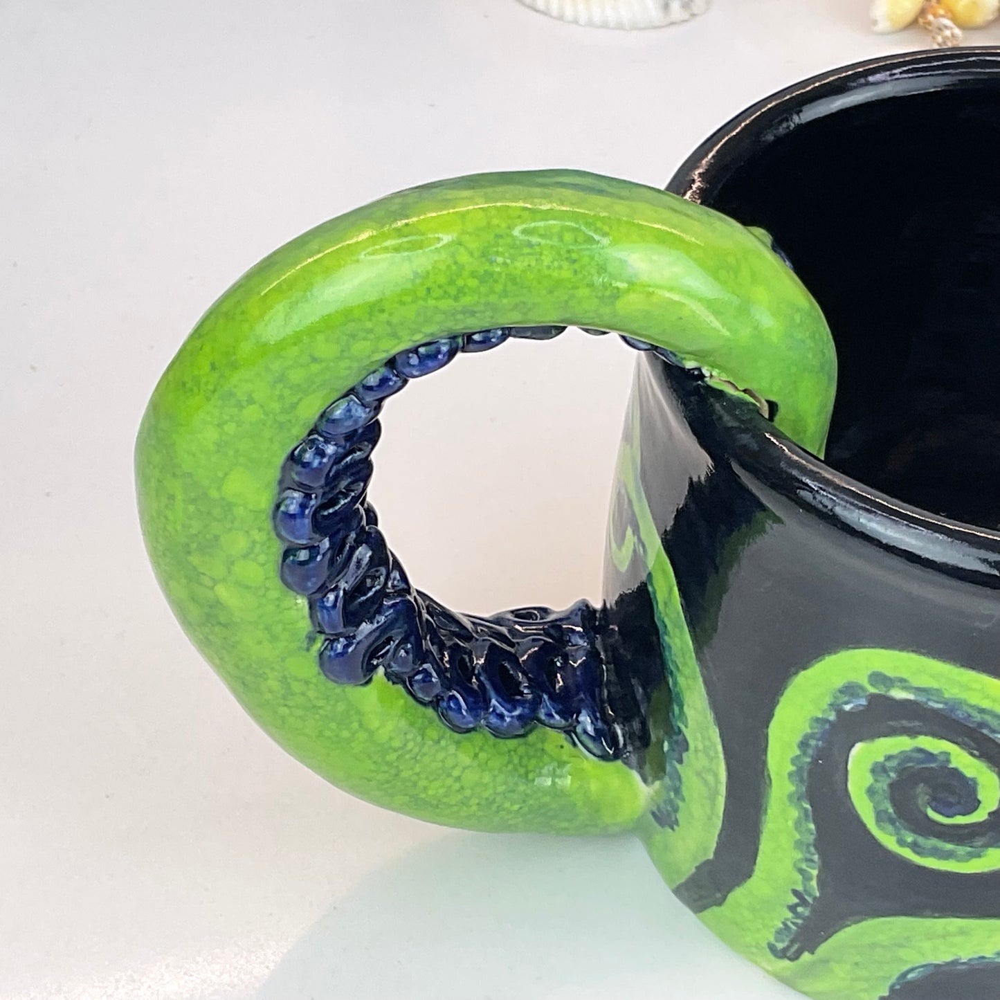 Green Octopus with Navy Suckers Mug