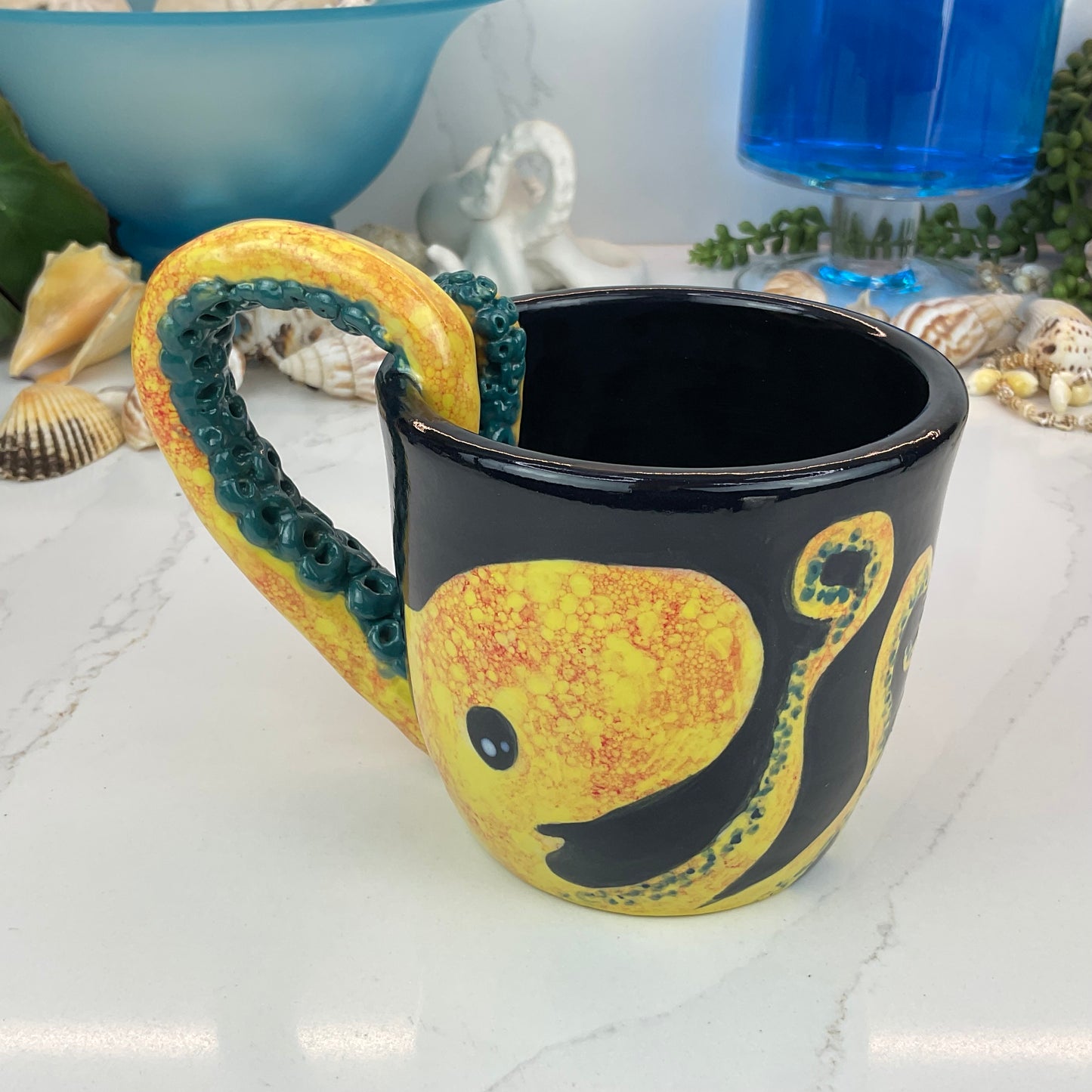 Orange Octopus with Teal Suckers Mug