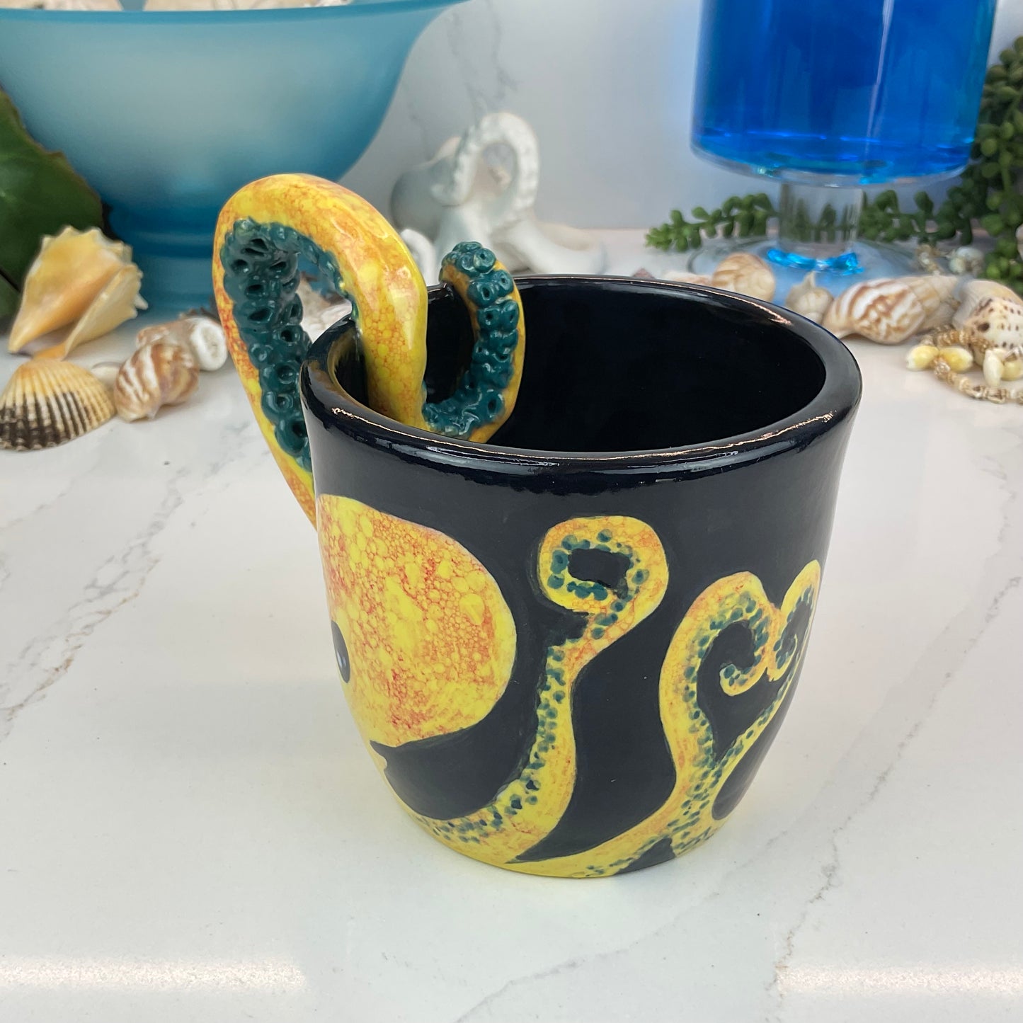 Orange Octopus with Teal Suckers Mug