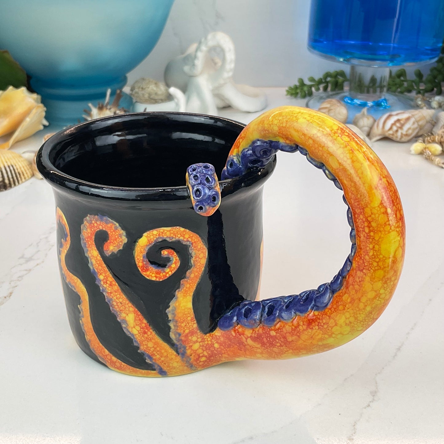 Orange Octopus with Purple Suckers Mug